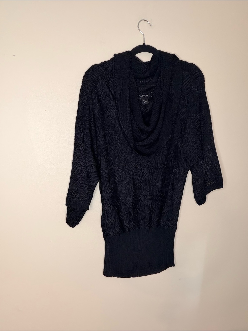 White House Black Market Black Draped Cowl-Neck Sweater